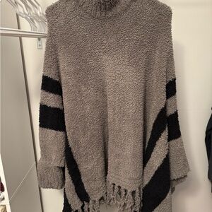 Barefoot Dreams Gray and Black Turtleneck Sweater